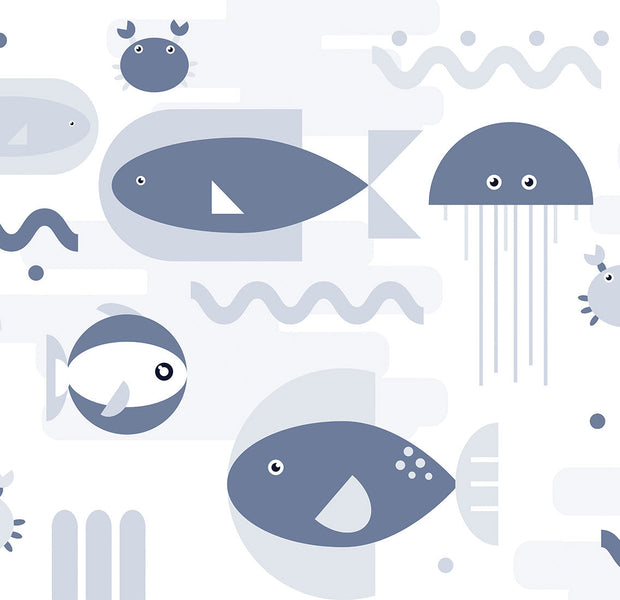 Peel & Stick Kids Wall Mural - Geometric Fish and Crabs