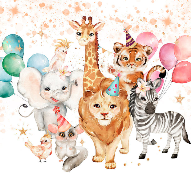 Peel & Stick Kids Wall Mural - Happy Animals