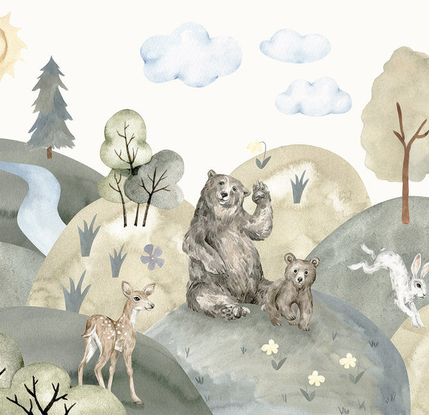 Peel & Stick Kids Wall Mural - Valley With Animals