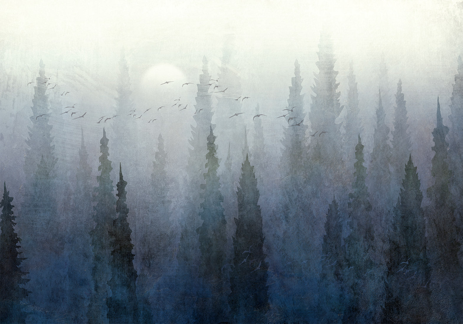 Peel & Stick Landscape Wall Mural - Flight Over the Forest