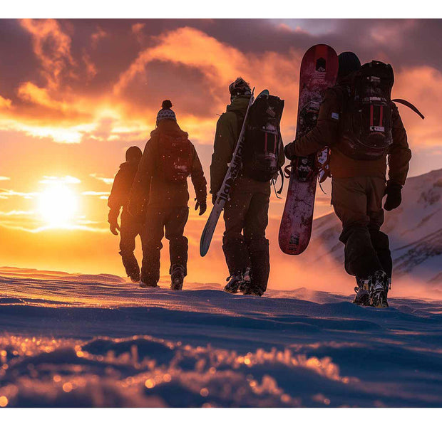 Peel & Stick Landscape Wall Mural - Snowboarders At Sunrise