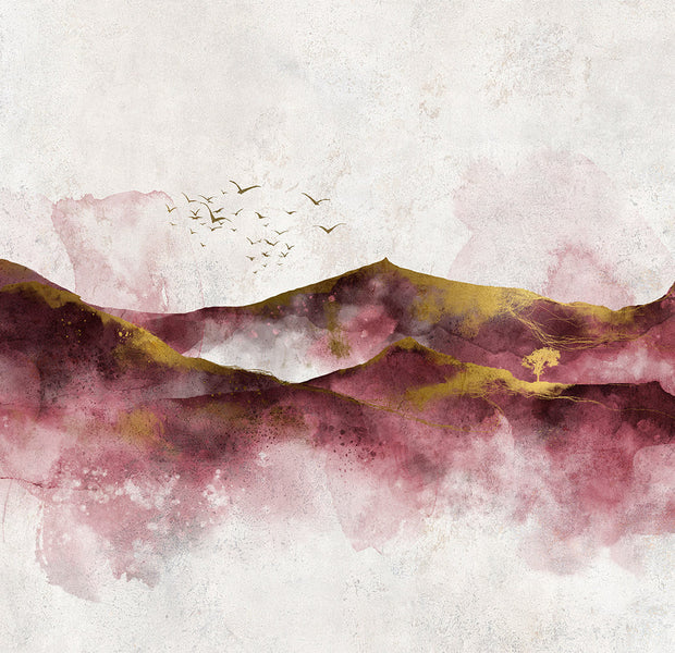 Peel & Stick Landscape Wall Mural - Watercolor Golden Hour