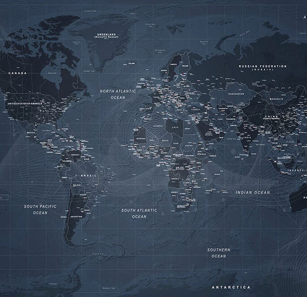 Peel & Stick Map Wall Mural - Contemporary Loft World Map