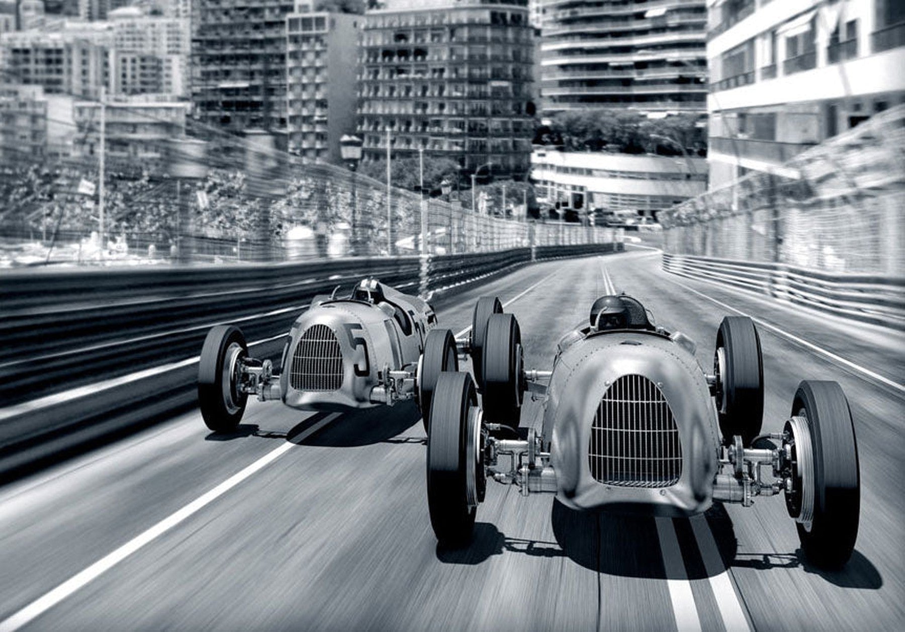 Peel & Stick Sports Wall Mural - Formula 1 in The Old Days