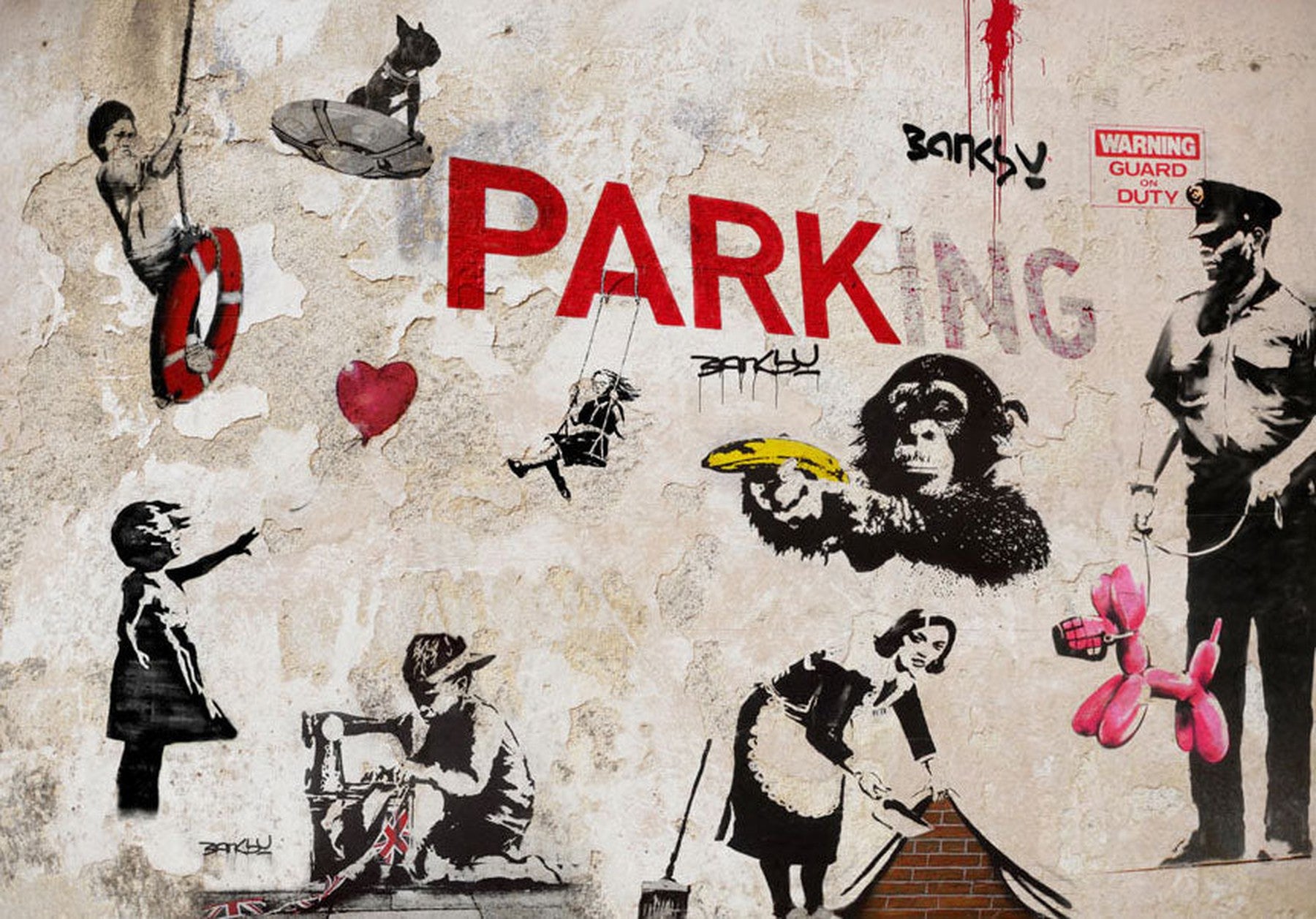 Peel & Stick Street Art Wall Mural - Banksy Graffiti Collage