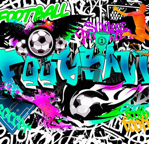 Peel & Stick Street Art Wall Mural - Football Graffiti