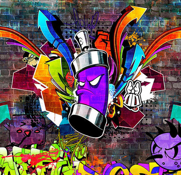 Peel & Stick Street Art Wall Mural - Graffiti Colorful Attack