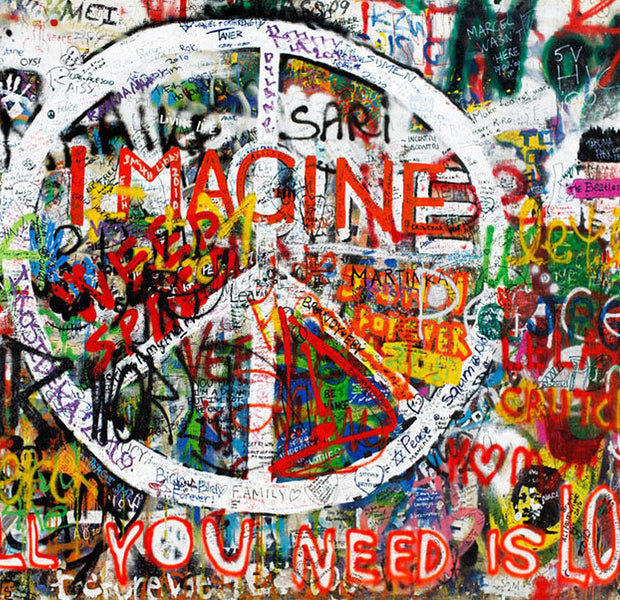 Peel & Stick Street Art Wall Mural - Hippie Graffiti