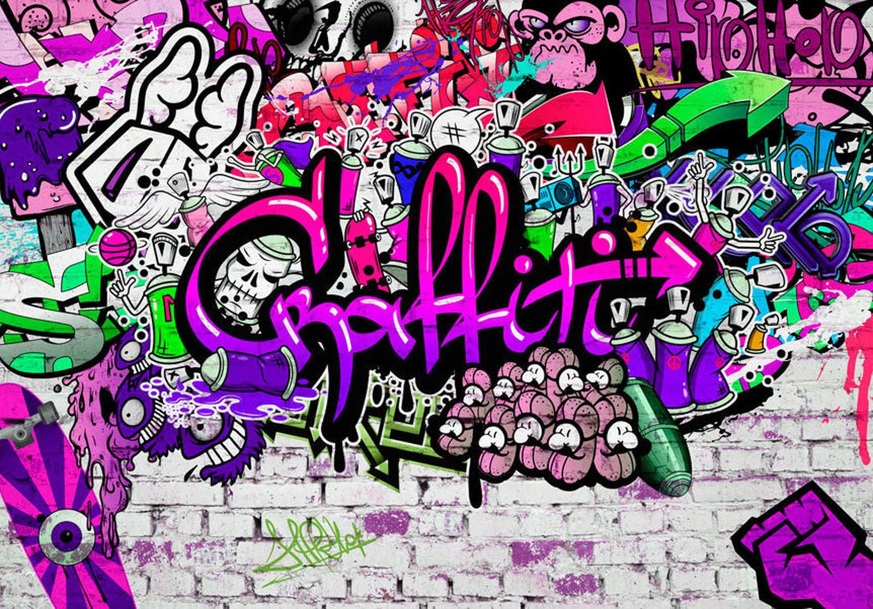 Peel & Stick Street Art Wall Mural - Purple Graffiti