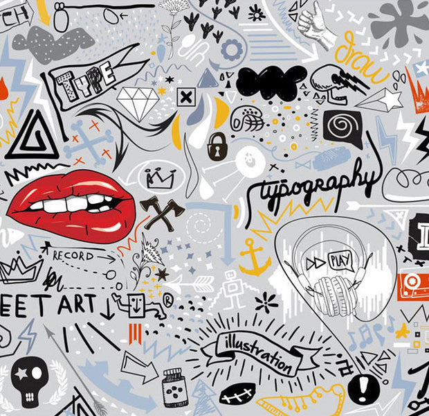 Peel & Stick Street Art Wall Mural - Thought Scribbles