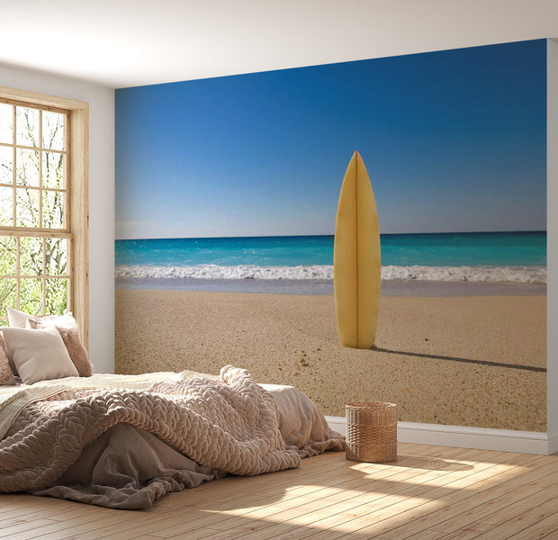 Peel & Stick Surf Wall Mural - Surfboard on the Beach