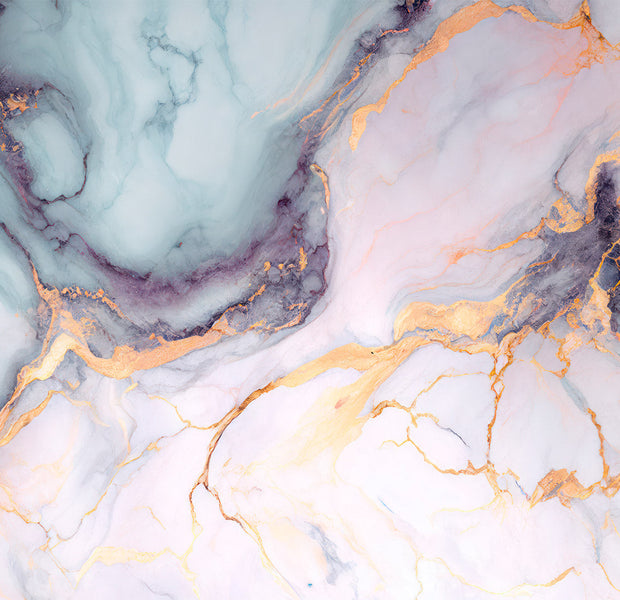 Peel & Stick Wall Mural - Blue Gold Marble