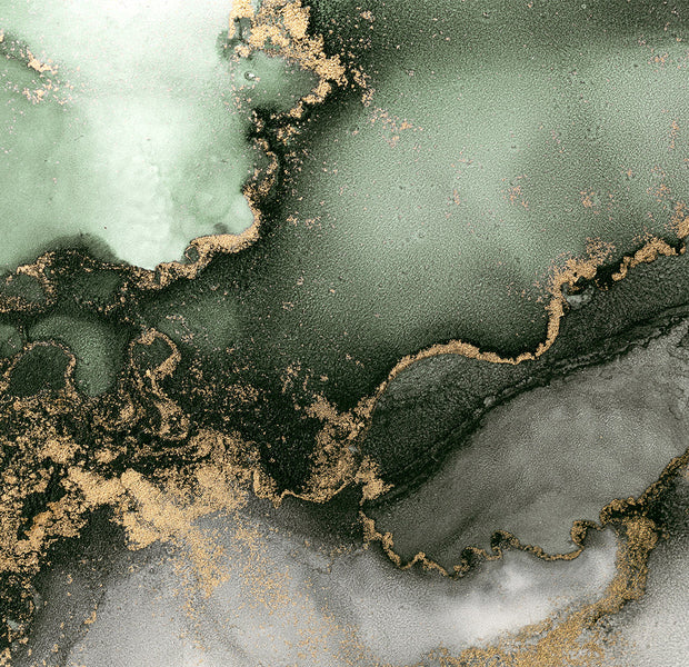 Peel & Stick Wall Mural - Green Gold Watercolor Inspiration