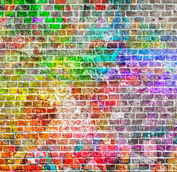 Peel & Stick Wall Mural - Rainbow Brick Wall