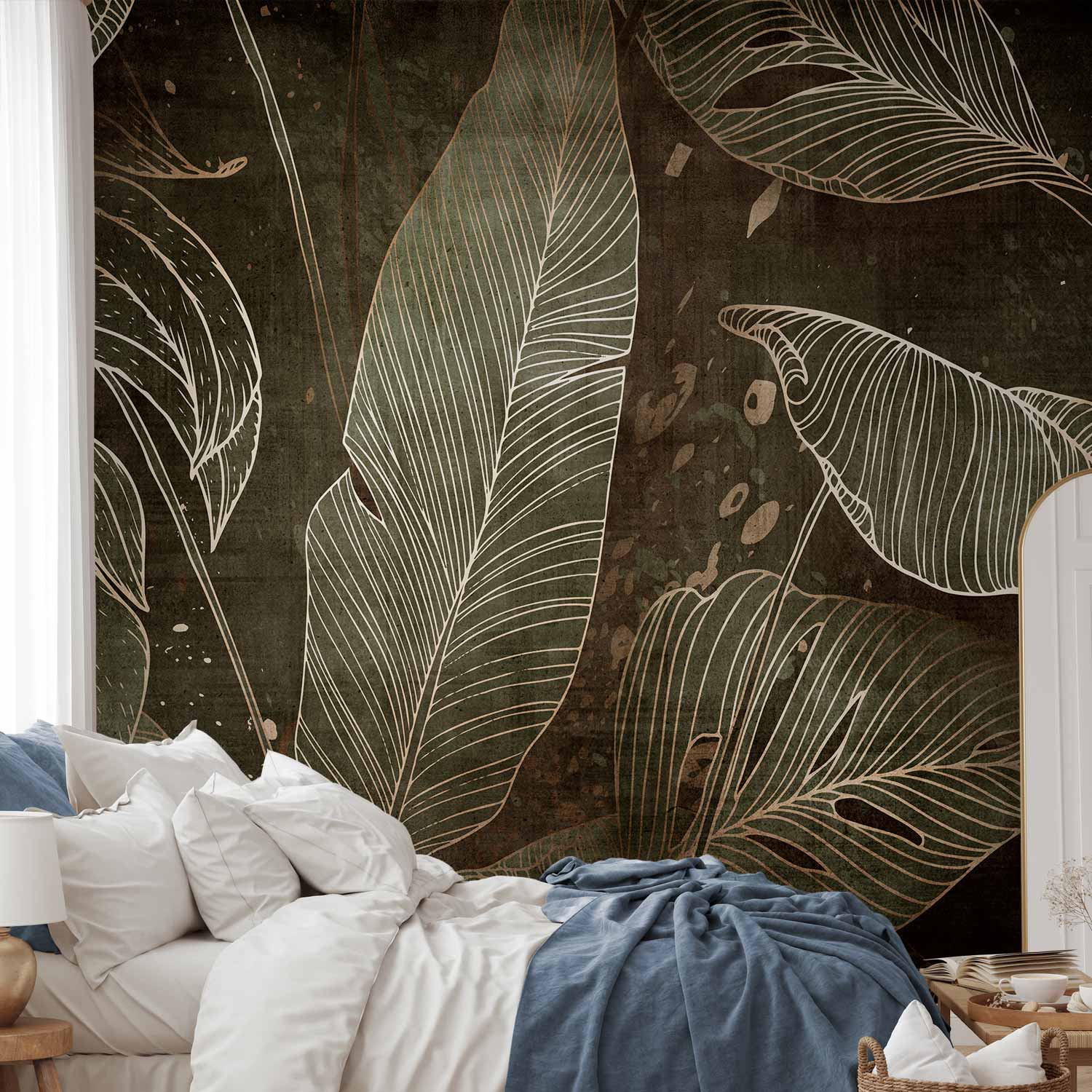 Premium Abstract Botanical Wall Mural - In A Labyrinth Of Leaves