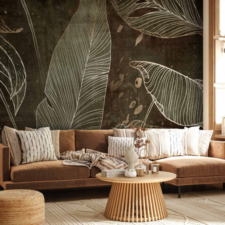 Premium Abstract Botanical Wall Mural - In A Labyrinth Of Leaves