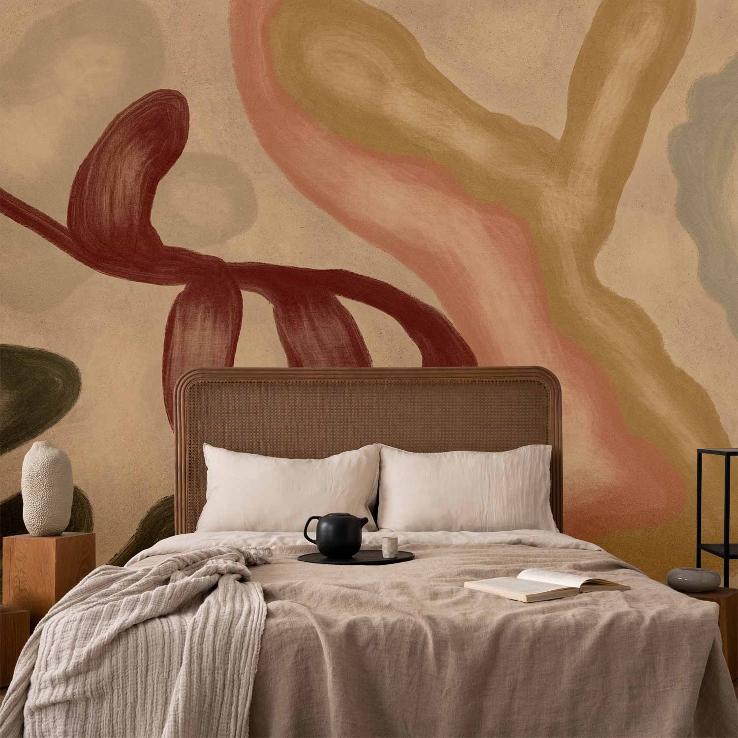 Premium Abstract Wall Mural - Colorful Shapes – Worn-Out Figures In Lime Wash Technique