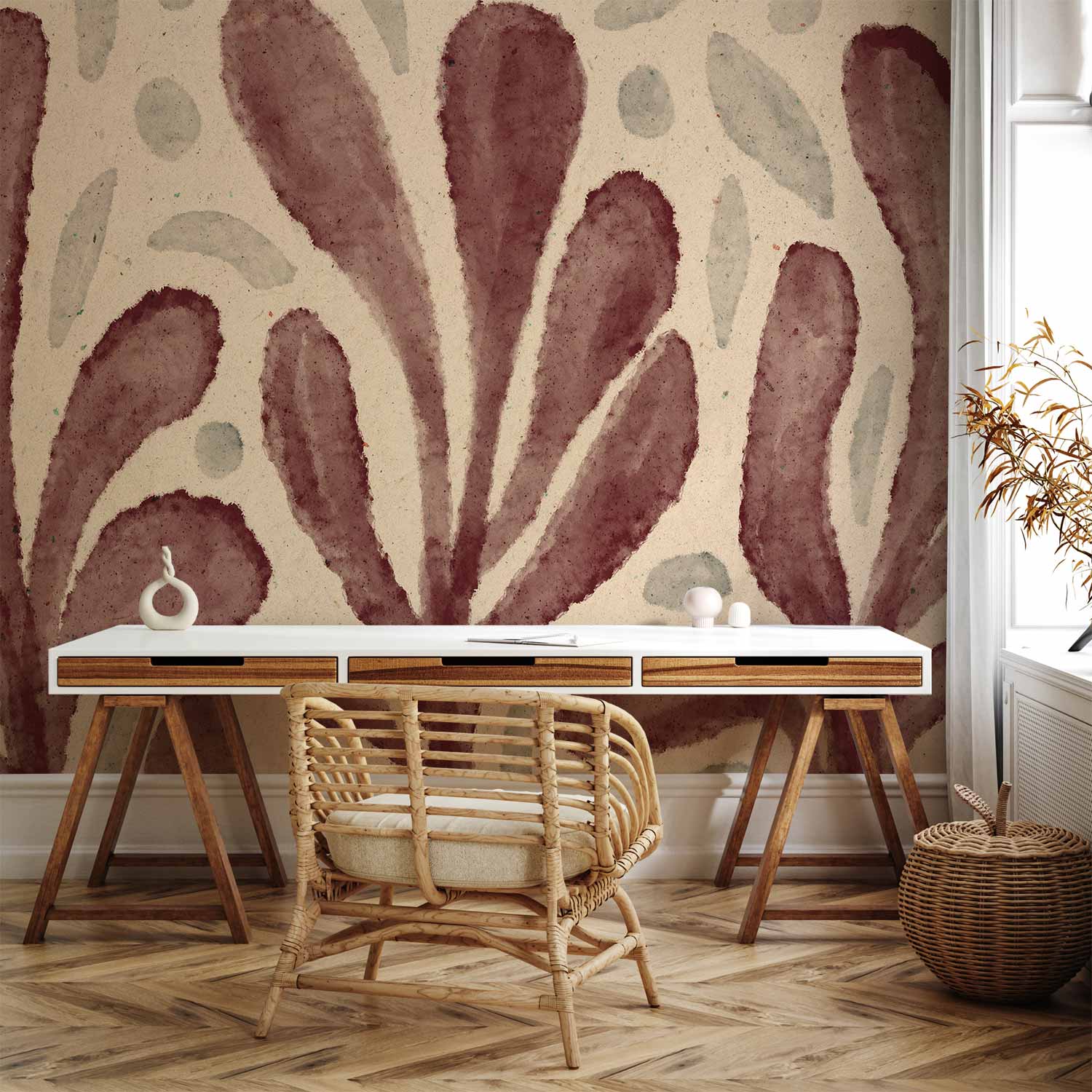 Premium Abstract Wall Mural - Leaves And Spots – Large Vibrant Shapes Inspired By Matisse