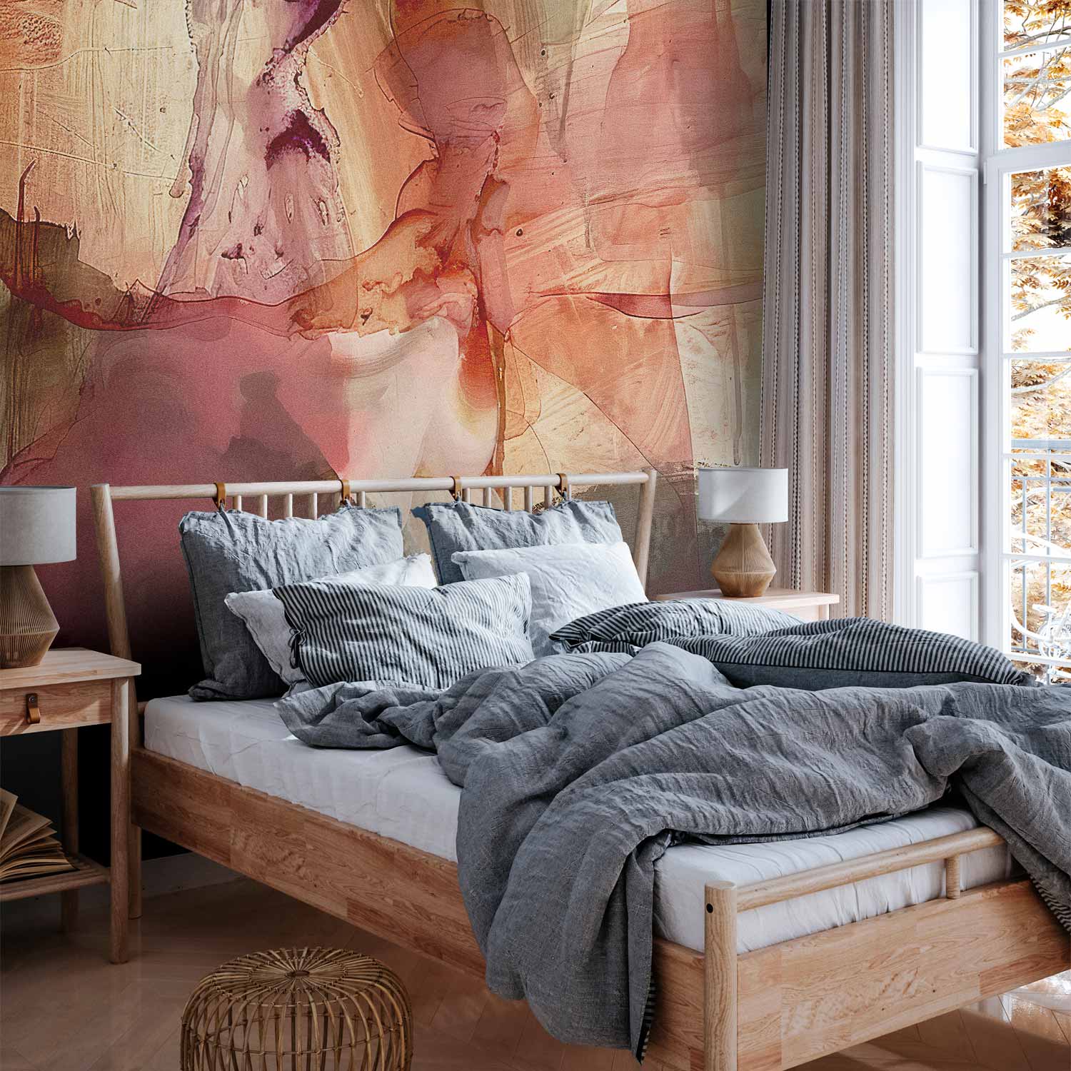 Premium Abstract Wall Mural - Spring Composition – Transparencies And Forms In Watercolor Style