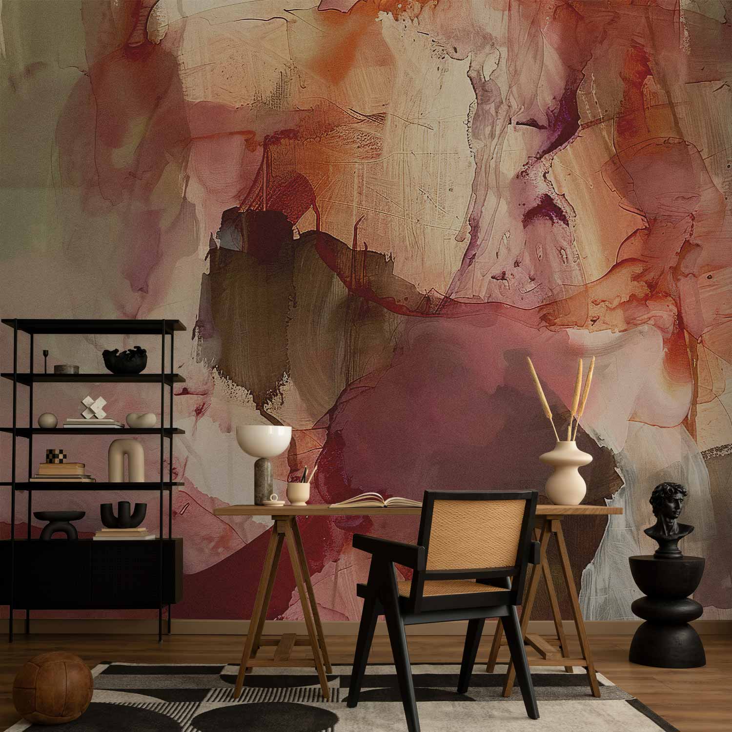Premium Abstract Wall Mural - Spring Composition – Transparencies And Forms In Watercolor Style