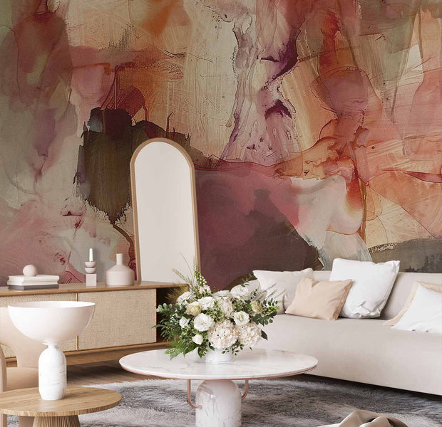 Premium Abstract Wall Mural - Spring Composition – Transparencies And Forms In Watercolor Style