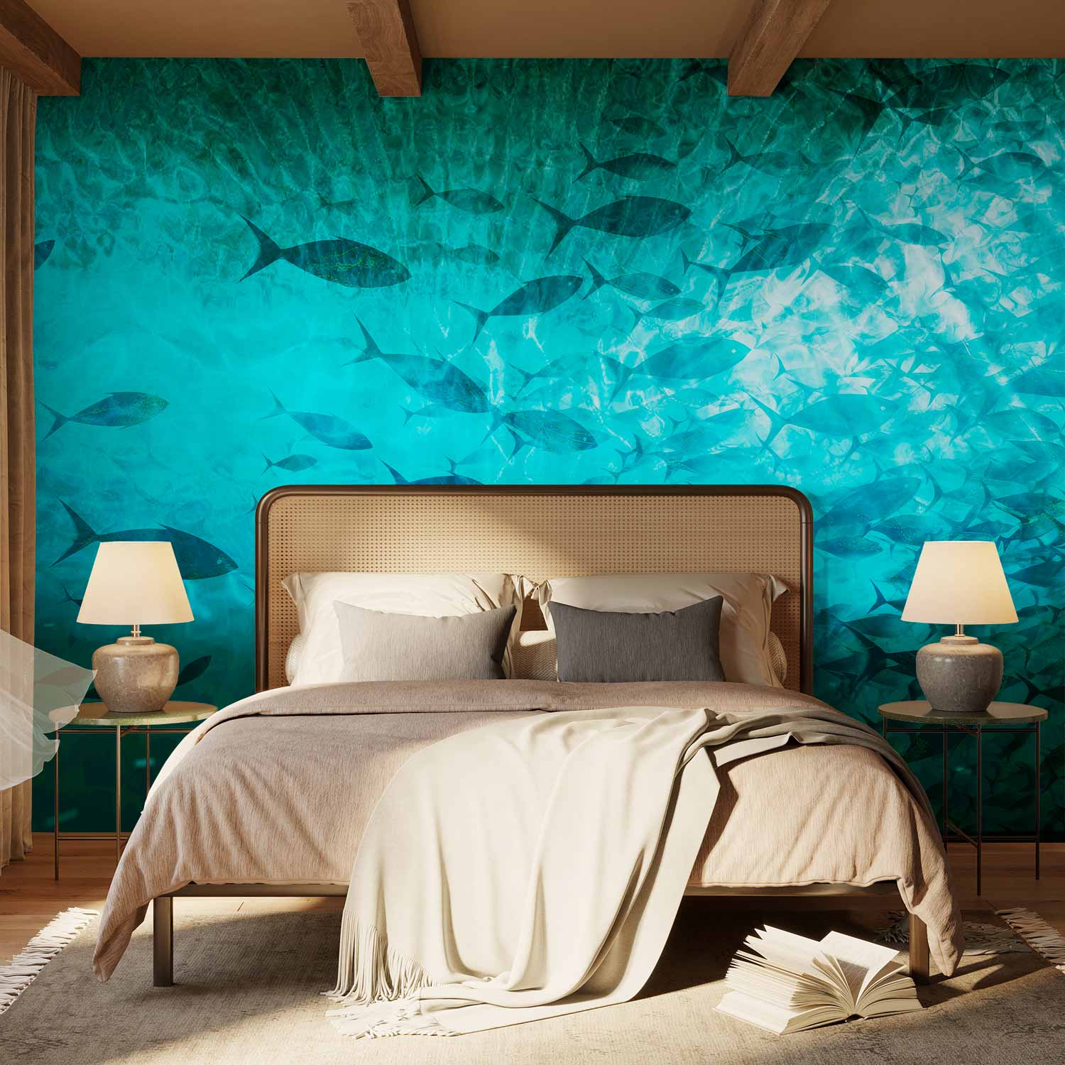 Premium Animal Wall Mural - A Shoal Of Dark Fish