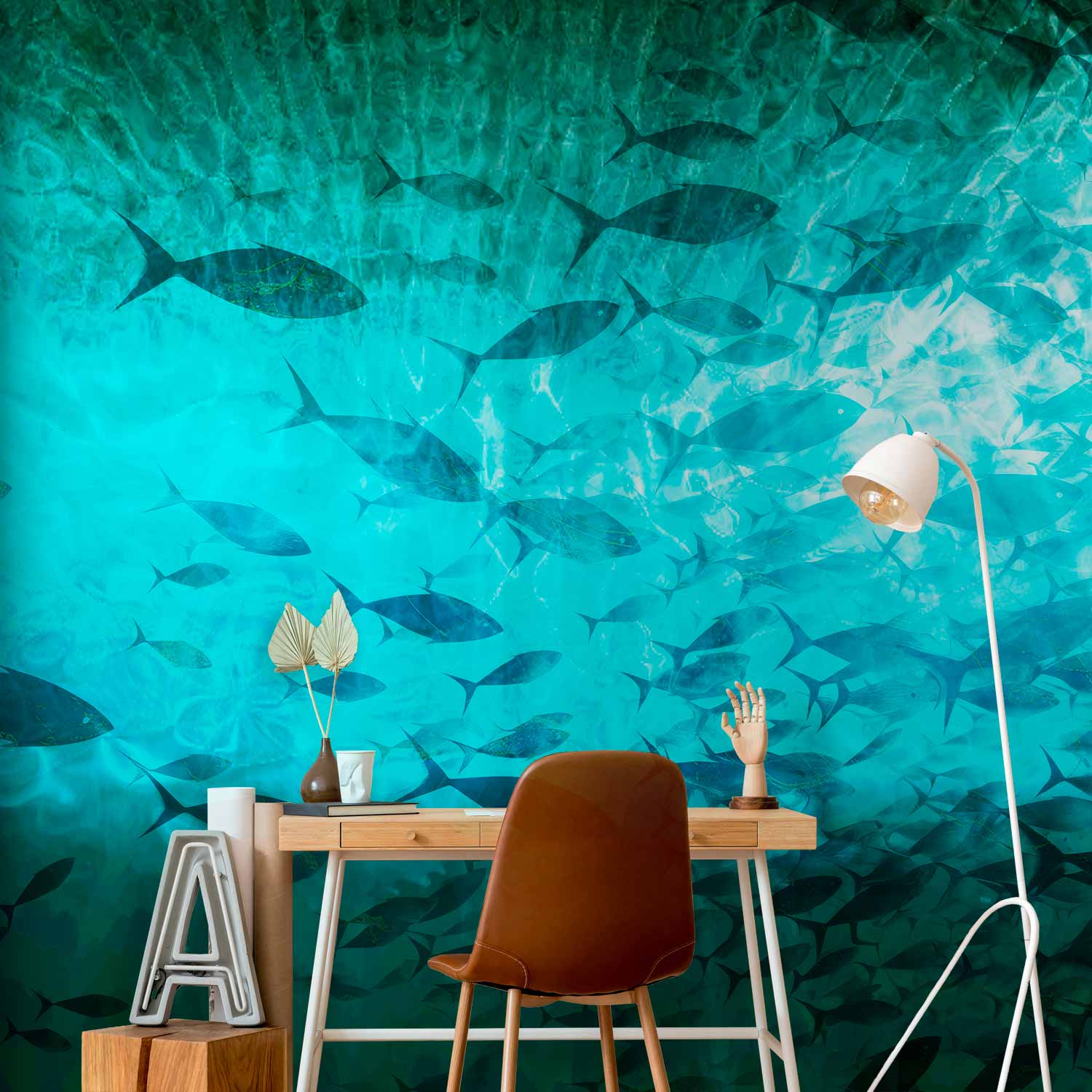 Premium Animal Wall Mural - A Shoal Of Dark Fish