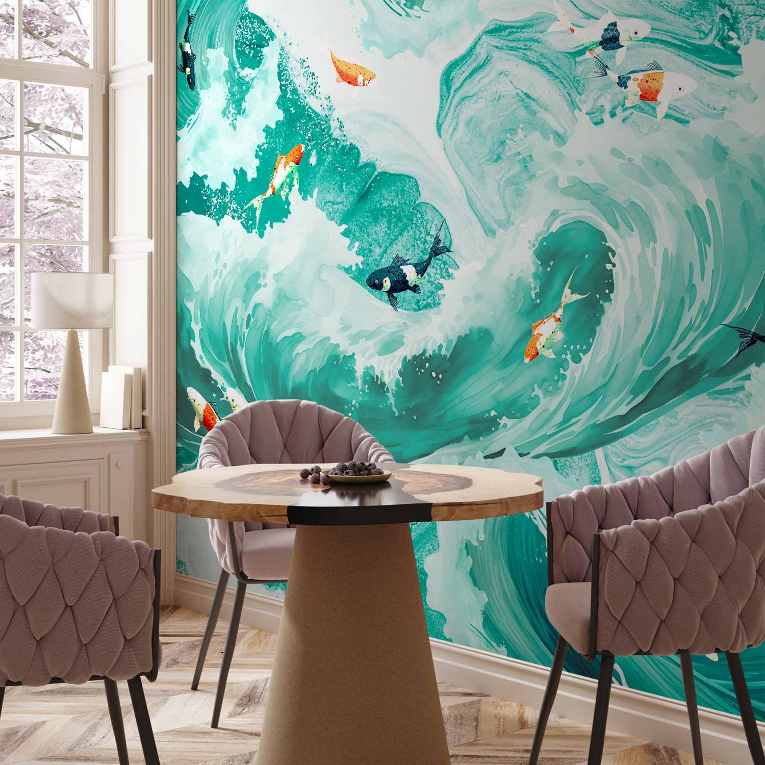 Premium Animal Wall Mural - Fish And Waves