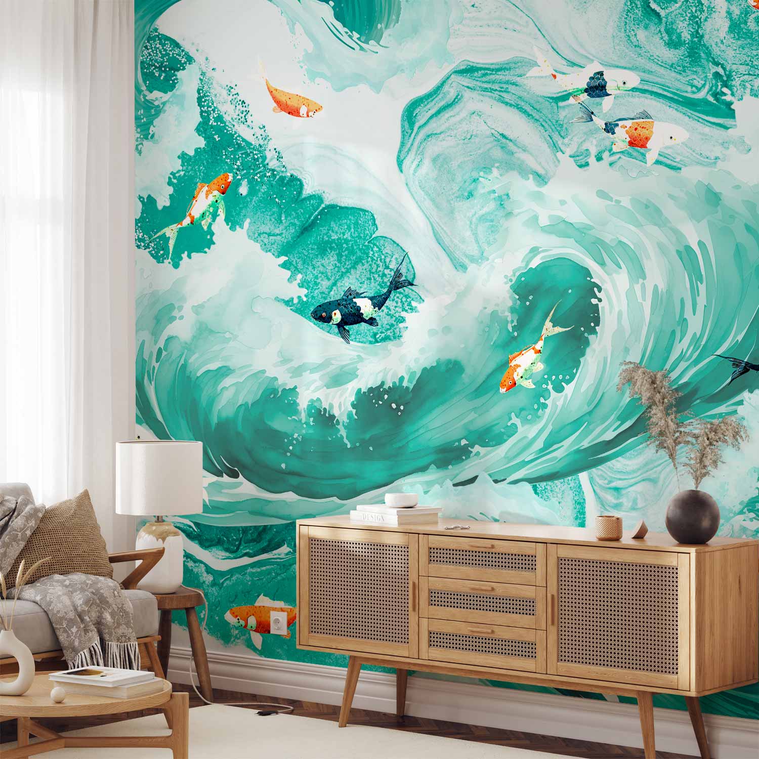 Premium Animal Wall Mural - Fish And Waves