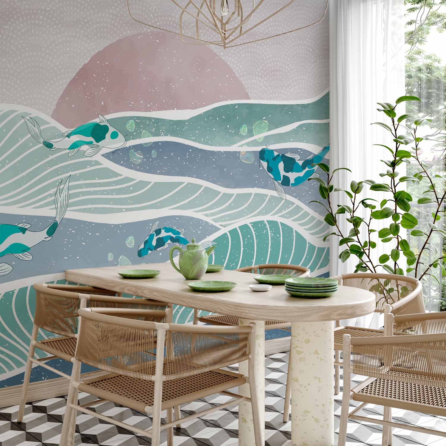 Premium Animal Wall Mural - Fish On The Waves