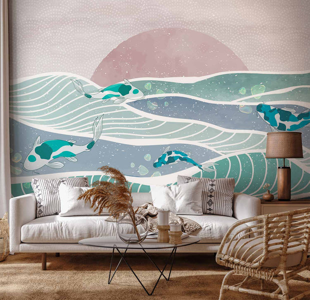 Premium Animal Wall Mural - Fish On The Waves