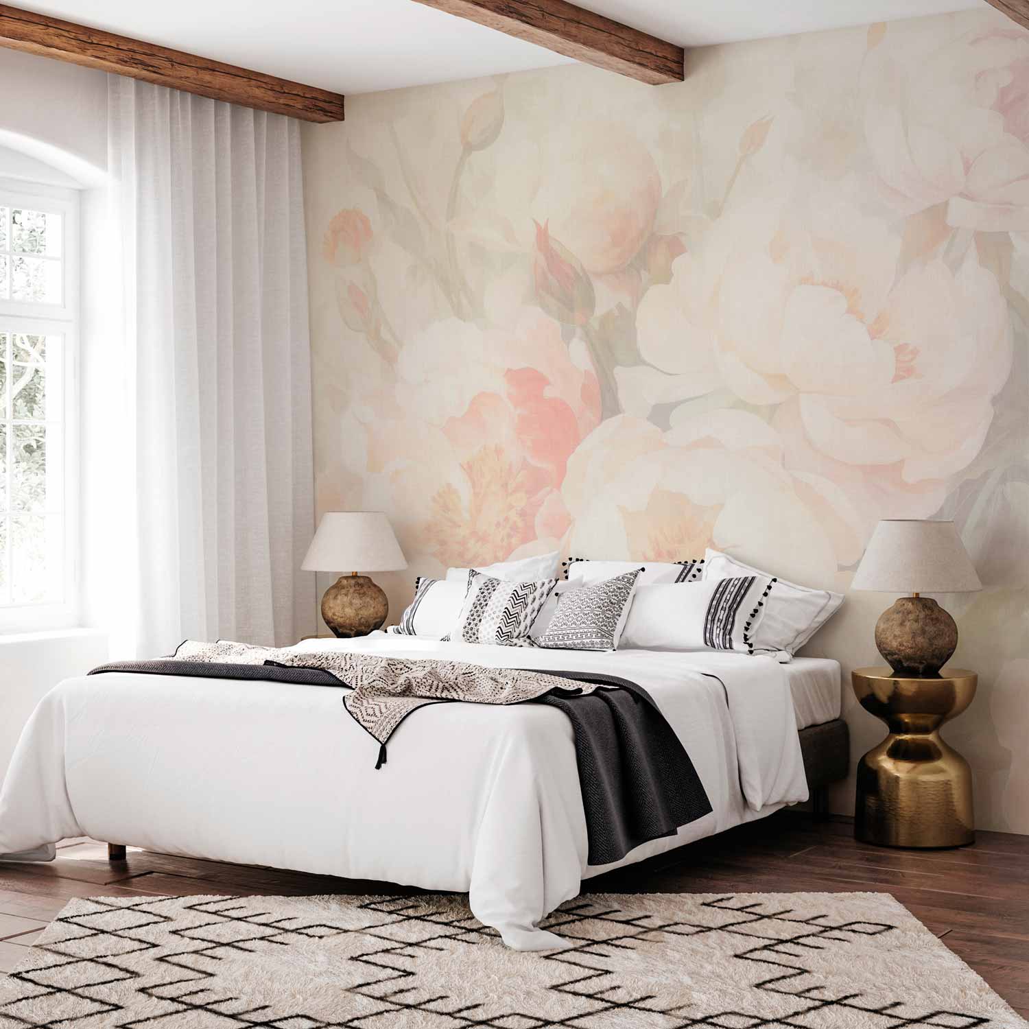 Premium Floral Wall Mural - Peonies In The Mist