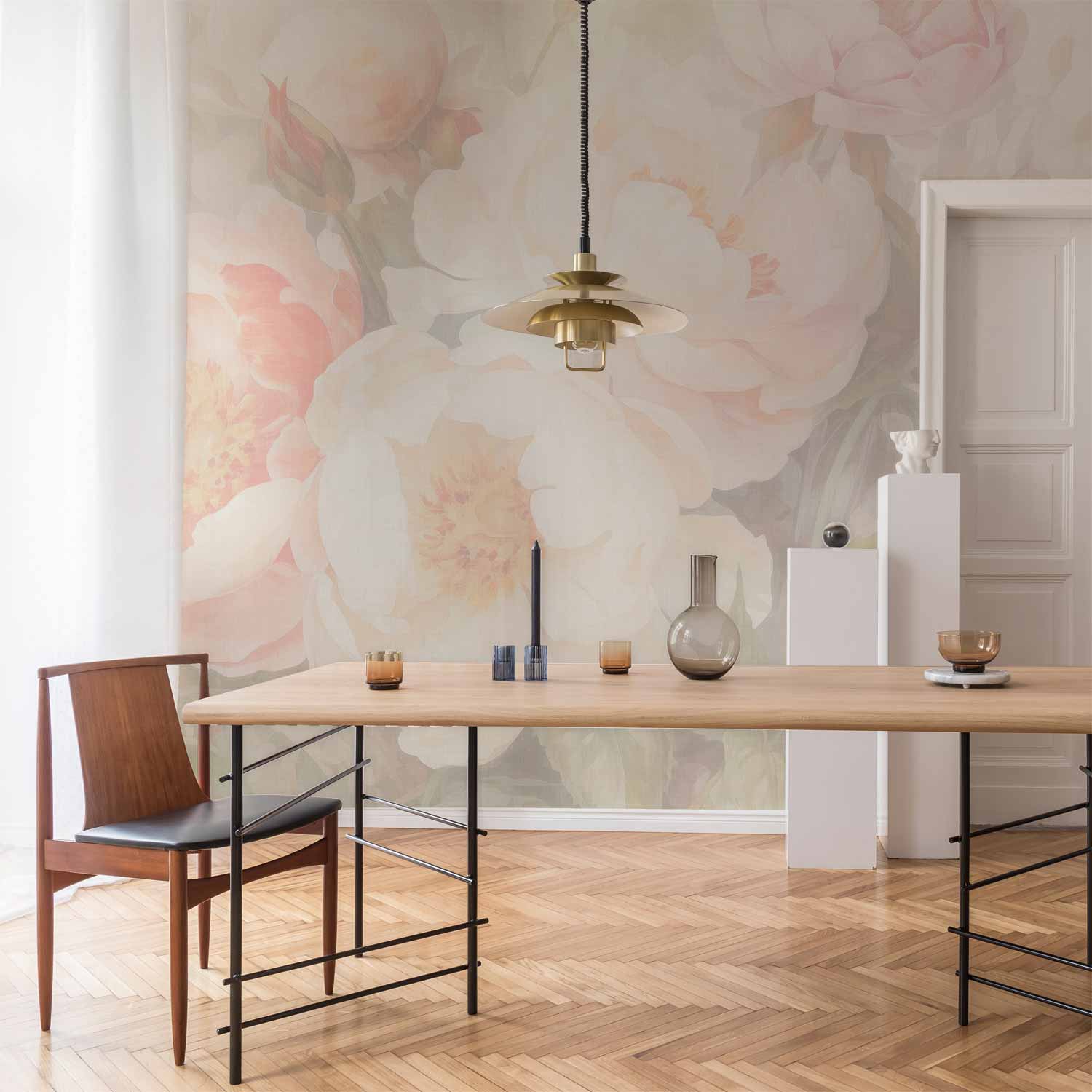 Premium Floral Wall Mural - Peonies In The Mist