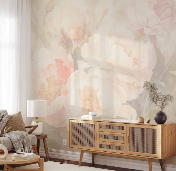 Premium Floral Wall Mural - Peonies In The Mist