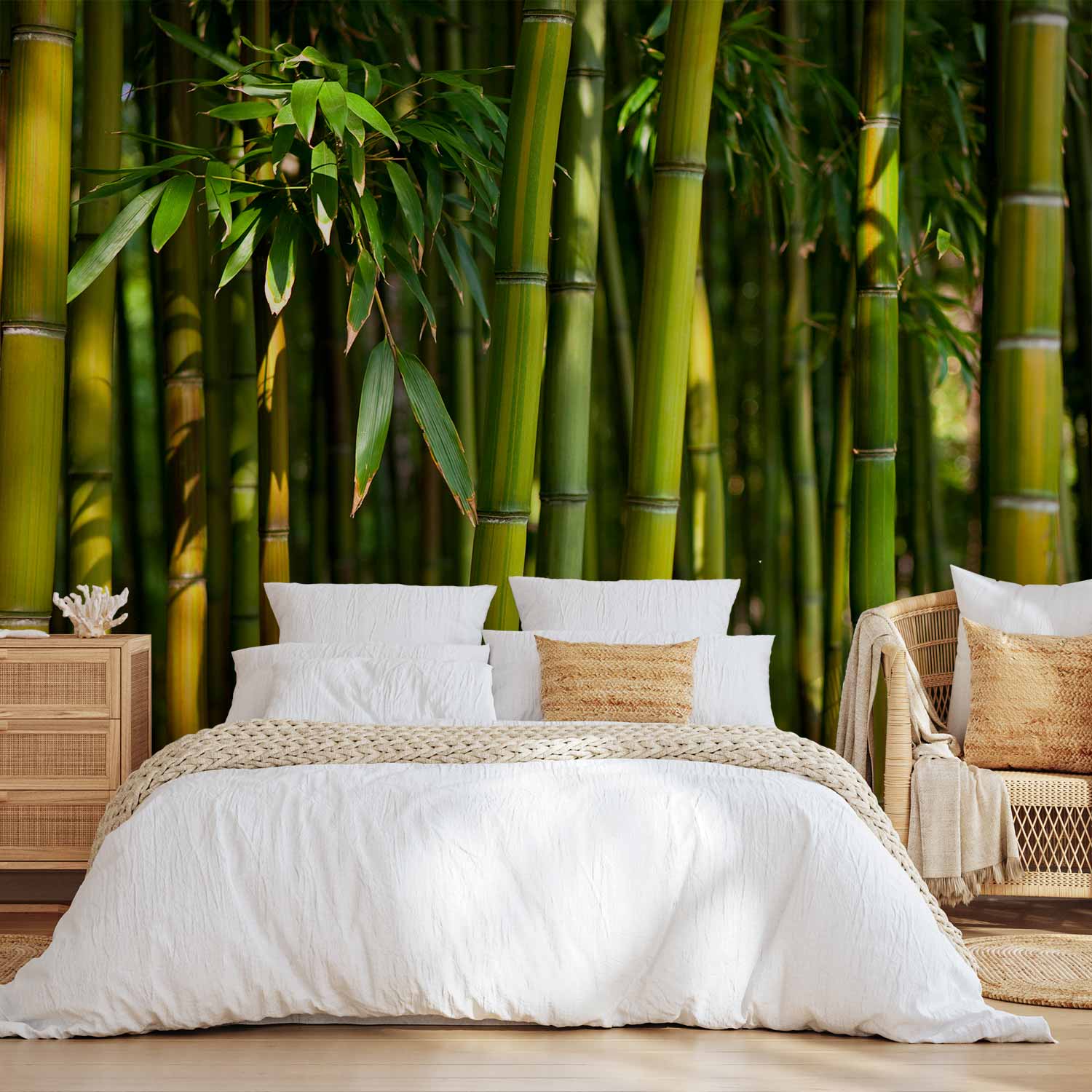 Premium Landscape Wall Mural - Eucalyptus Alley – Bamboo Grove In Juicy Green Tone