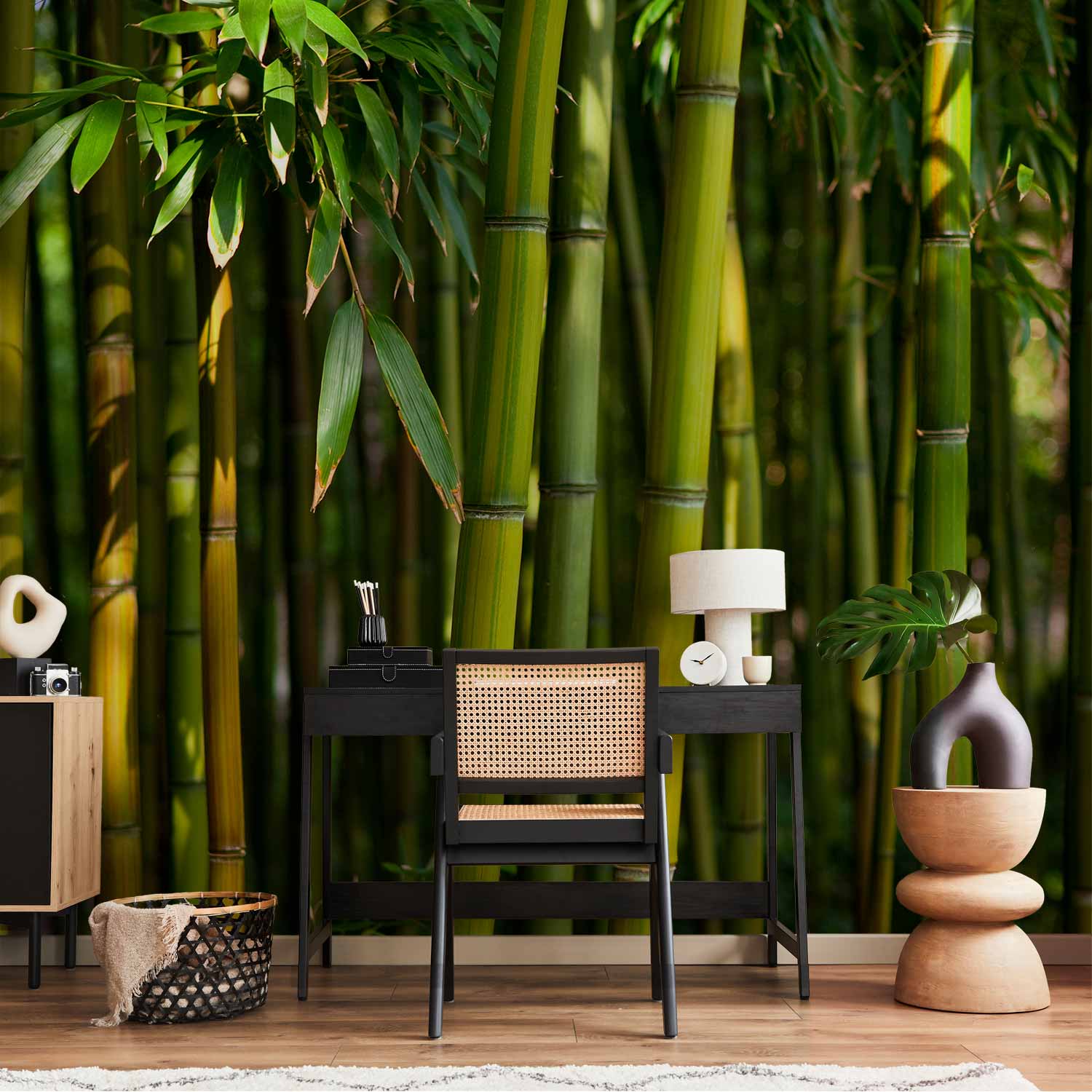 Premium Landscape Wall Mural - Eucalyptus Alley – Bamboo Grove In Juicy Green Tone
