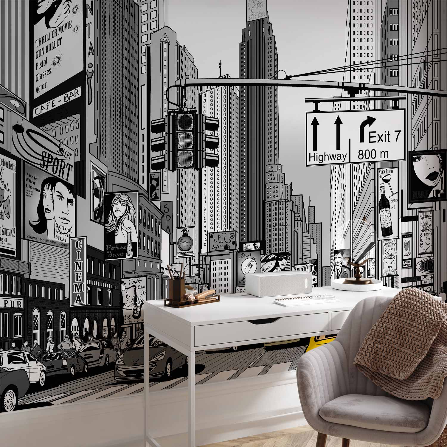 Premium Photo Wall Mural - Comic Book City - New York Street In Pop Art Style