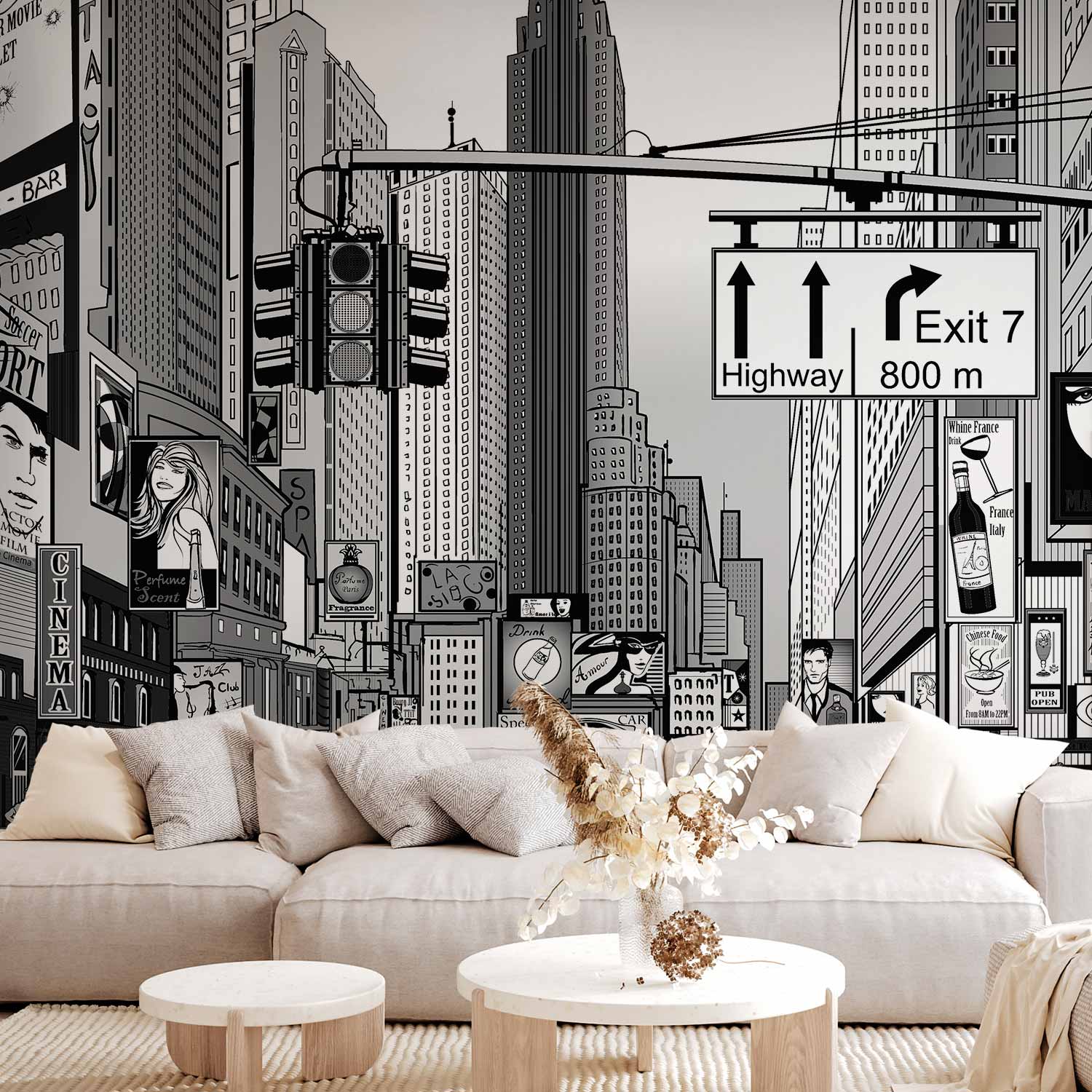 Premium Photo Wall Mural - Comic Book City - New York Street In Pop Art Style