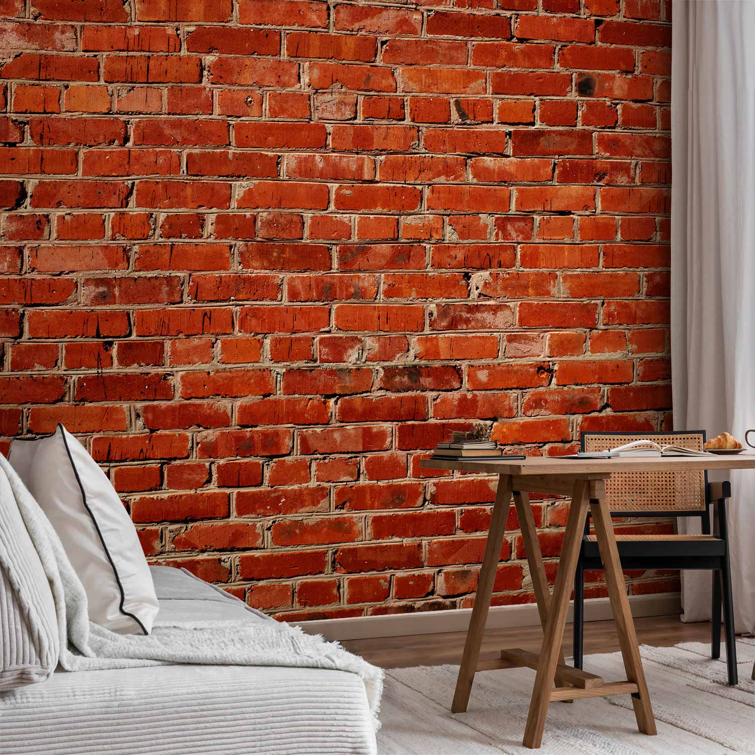 Premium Photo Wall Mural - Old Wall – Retro-Style Red Brick Wall