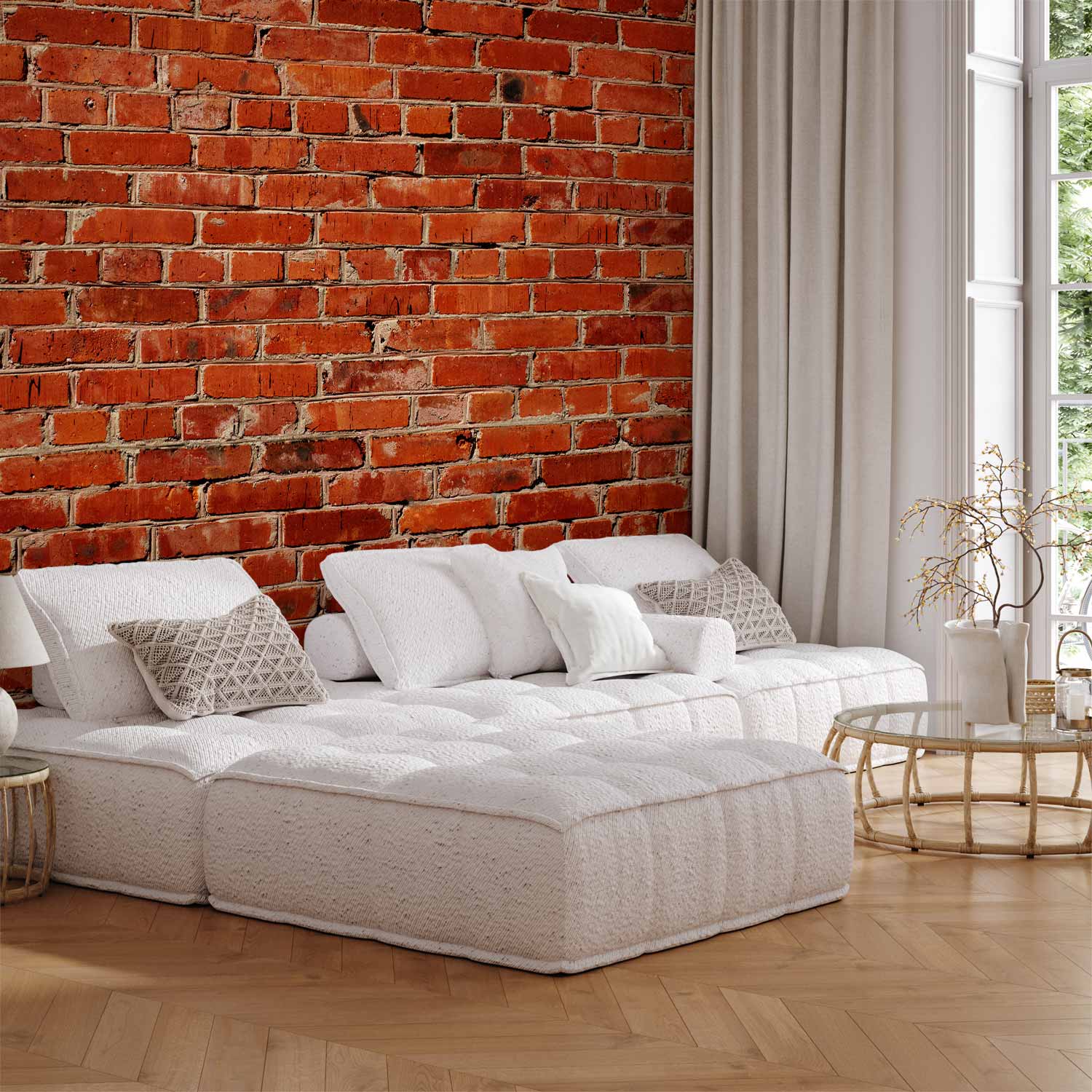 Premium Photo Wall Mural - Old Wall – Retro-Style Red Brick Wall
