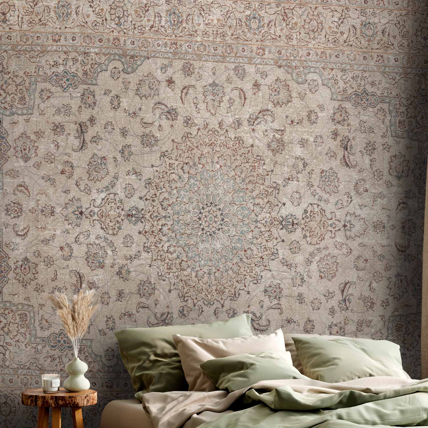 Premium Photo Wall Mural - Sand Carpet - Worn Persian Carpet With Rich Decorative Motifs