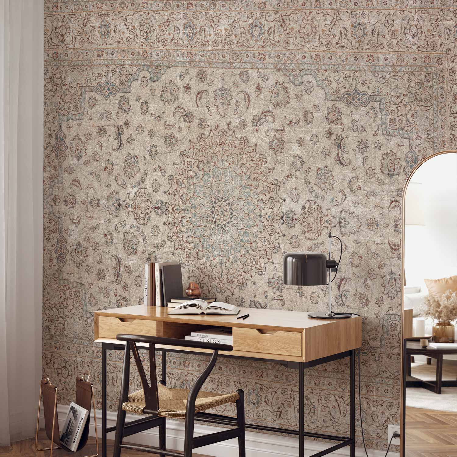 Premium Photo Wall Mural - Sand Carpet - Worn Persian Carpet With Rich Decorative Motifs