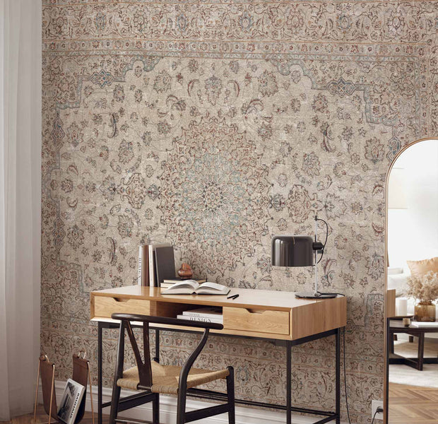 Premium Photo Wall Mural - Sand Carpet - Worn Persian Carpet With Rich Decorative Motifs