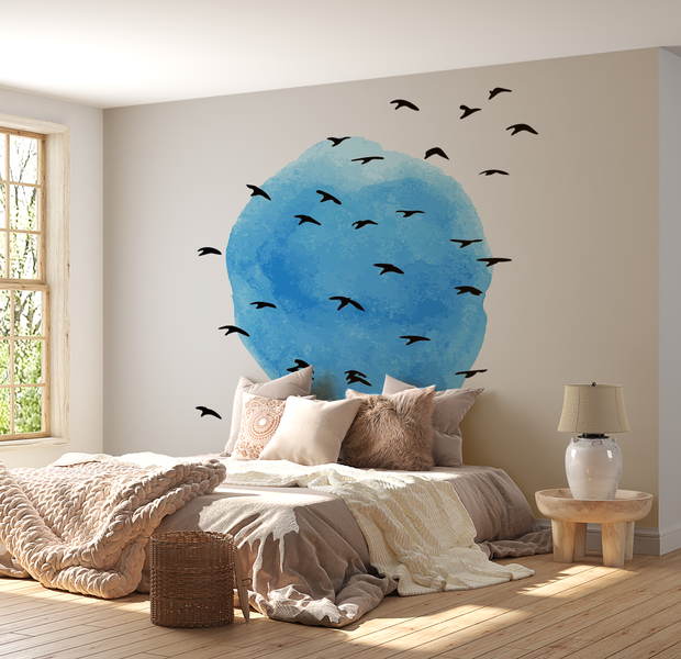 Premium Peel & Stick Wall Mural - Abstract Birds Sky