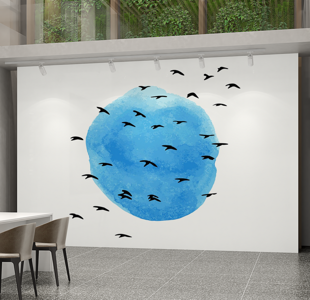 Premium Wallpaper Wall Mural - Abstract Birds Sky 60"Wx40"H / Non-Woven Fleece