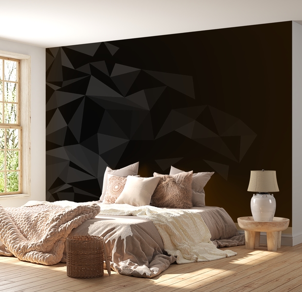Premium Wallpaper Wall Mural - Abstract Black Triangles 60"Wx40"H / Non-Woven Fleece
