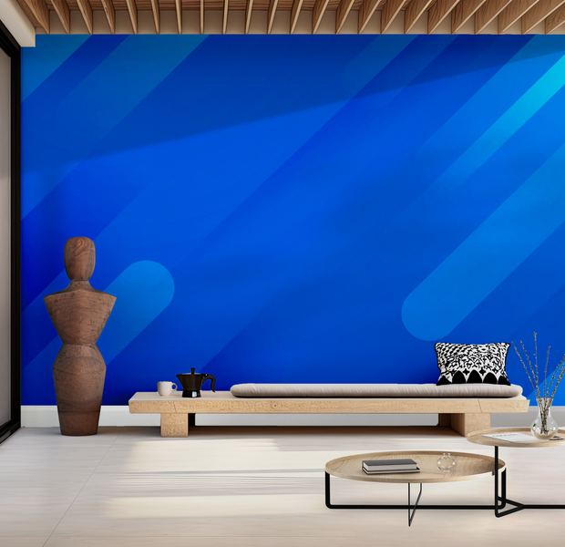 Premium Peel & Stick Wall Mural - Abstract Blue Stripes