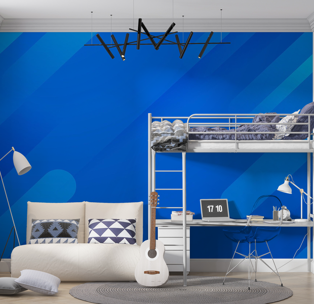 Premium Wallpaper Wall Mural - Abstract Blue Stripes 60"Wx40"H / Non-Woven Fleece