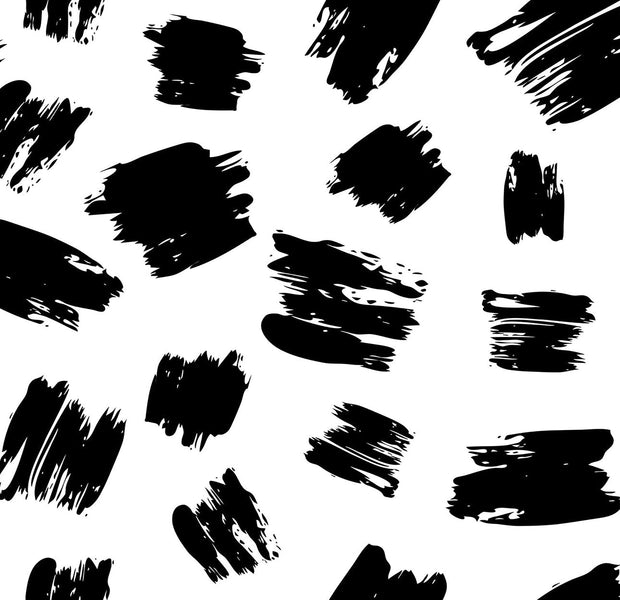 Abstract black brushstrokes pattern wall mural in a monochrome design