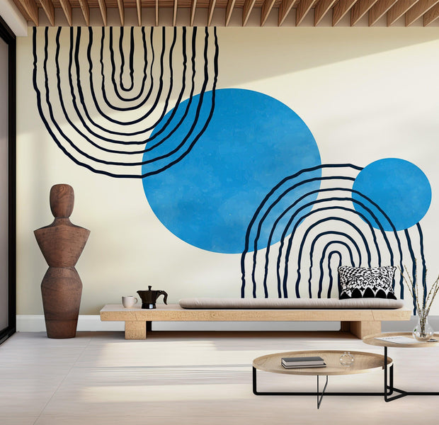 Premium Wallpaper Wall Mural - Abstract Circles 60"Wx40"H / Non-Woven Fleece